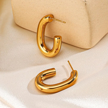 1 Pair Lady Streetwear Geometric Plating Stainless Steel 18k Gold Plated Ear Studs