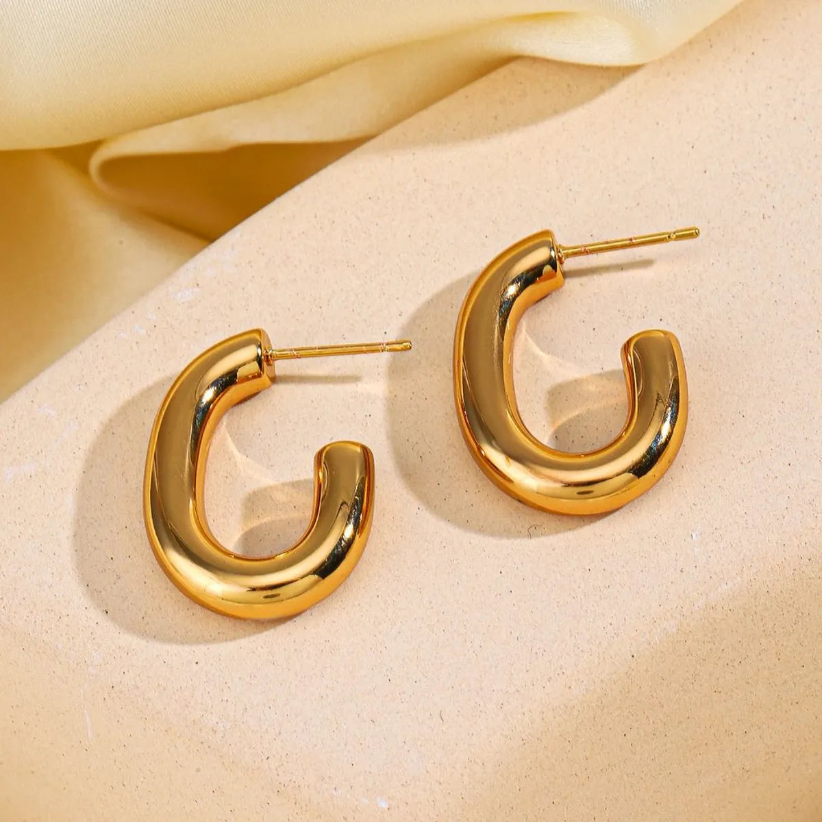 1 Pair Lady Streetwear Geometric Plating Stainless Steel 18k Gold Plated Ear Studs