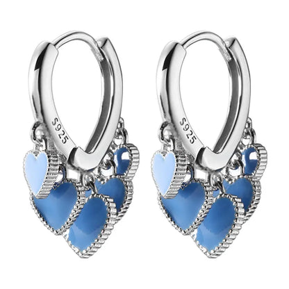 1 Pair Lady Streetwear Heart Shape Enamel Plating Sterling Silver Drop Earrings