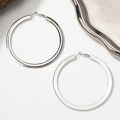 1 Pair Lady Streetwear Solid Color Plating Alloy 14k Gold Plated Hoop Earrings