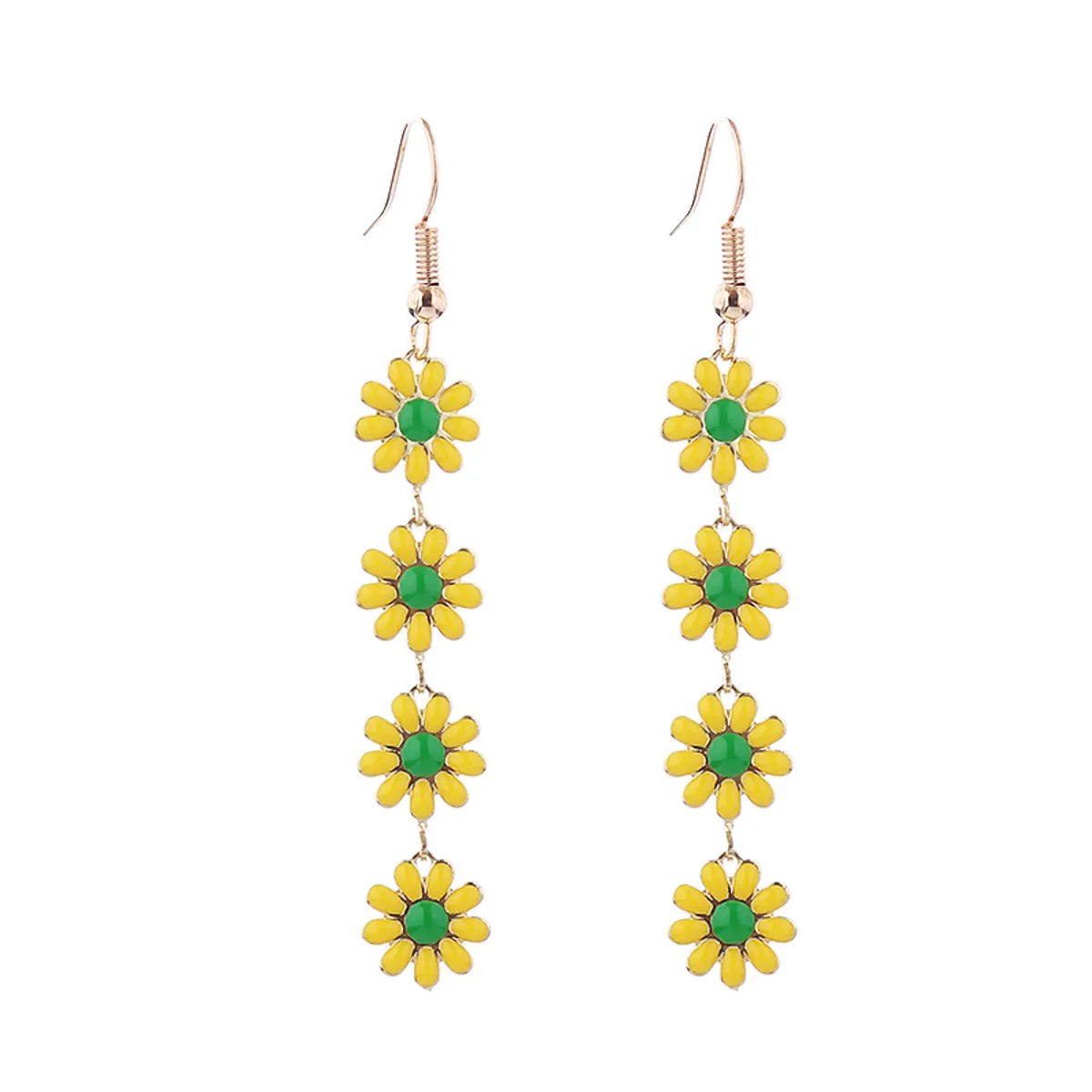 1 Pair Lady Sweet Flower Enamel Alloy Drop Earrings