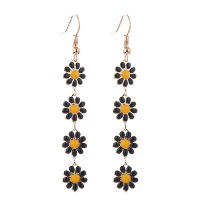 1 Pair Lady Sweet Flower Enamel Alloy Drop Earrings