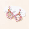 1 Pair Lady Sweet Rhombus Artificial Crystal Alloy Drop Earrings