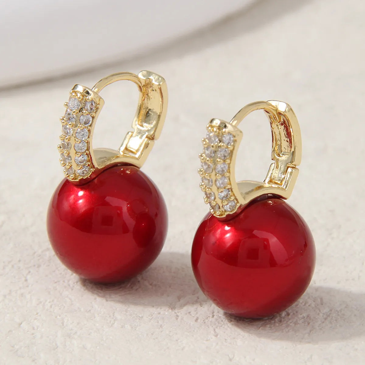 1 Pair Lady Sweet Simple Style Round Inlay Copper Alloy Artificial Pearls Zircon Ear Clip