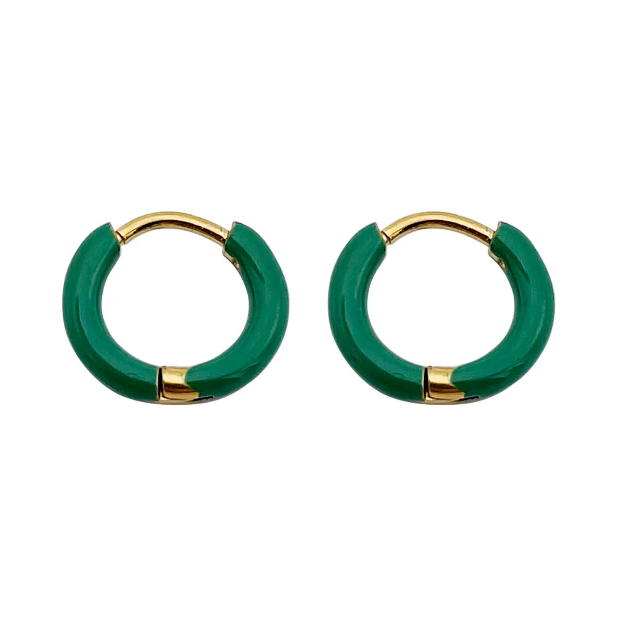 1 Pair Lady Sweet Streetwear Circle Polishing Enamel Plating Stainless Steel Gold Plated Earrings