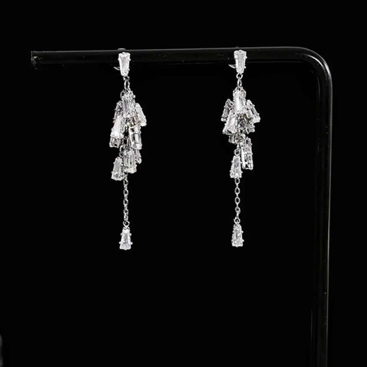 1 Pair Lady Tassel Plating Inlay Copper Zircon Drop Earrings