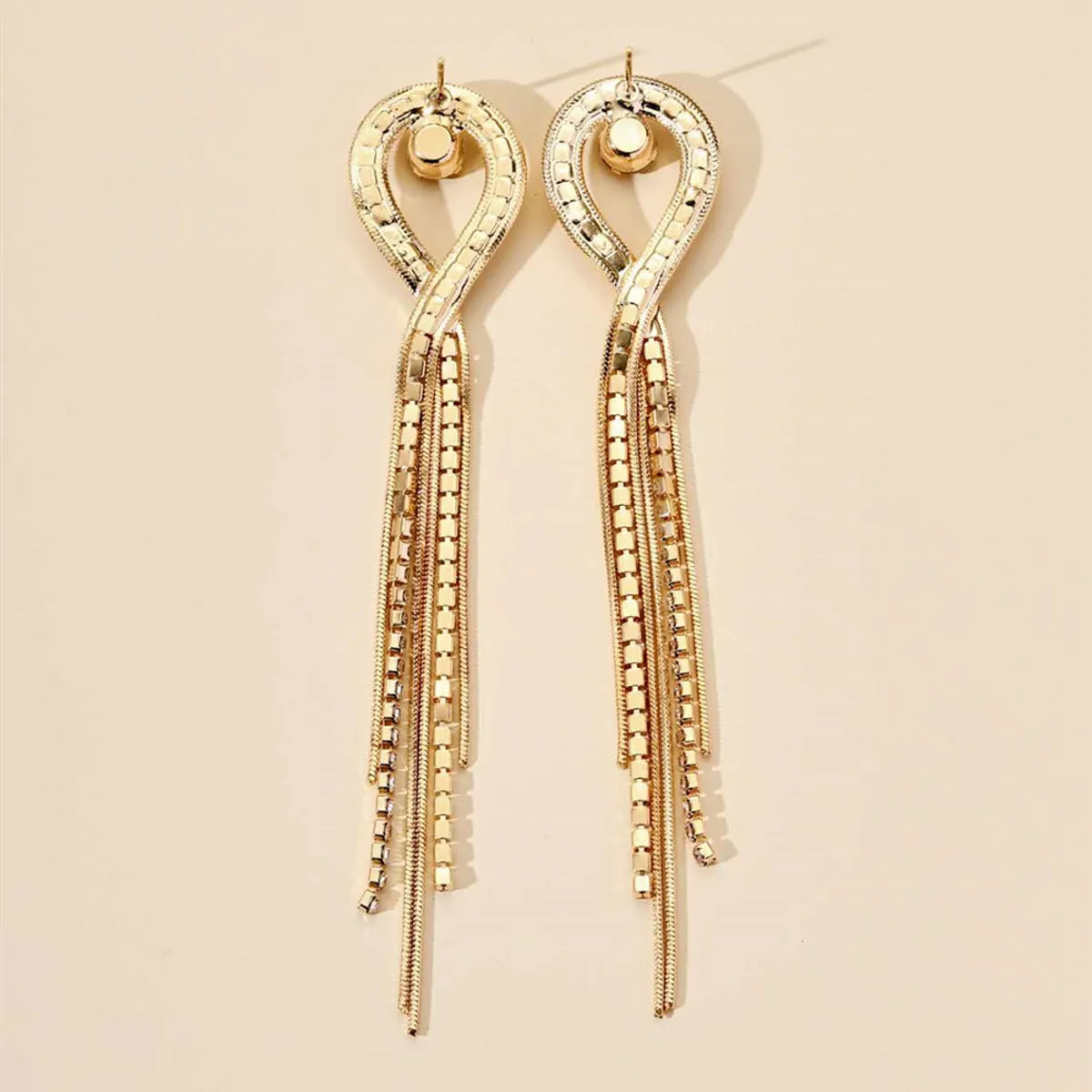 1 Pair Lady Tassel Plating Rhinestone Drop Earrings