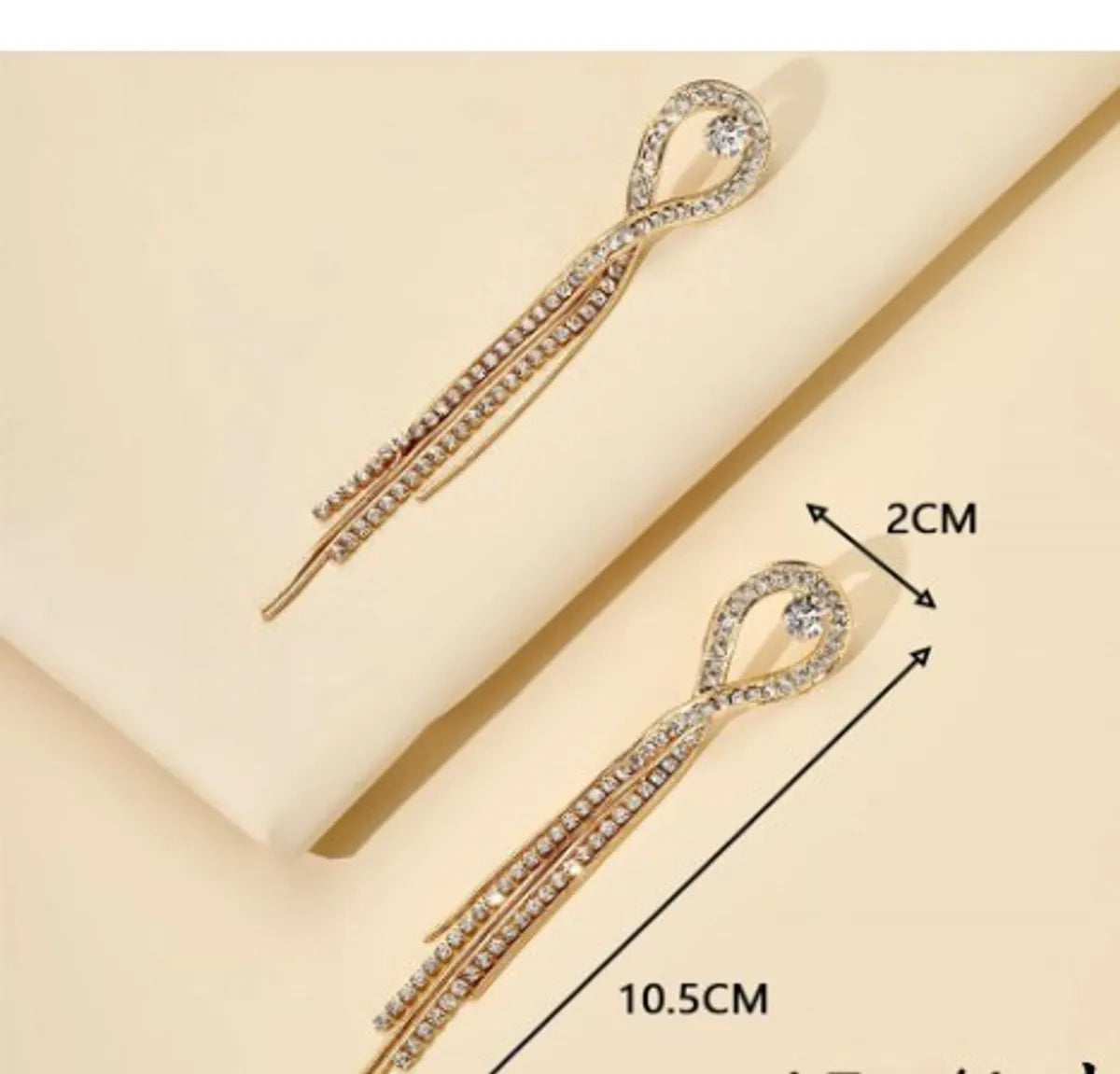 1 Pair Lady Tassel Plating Rhinestone Drop Earrings