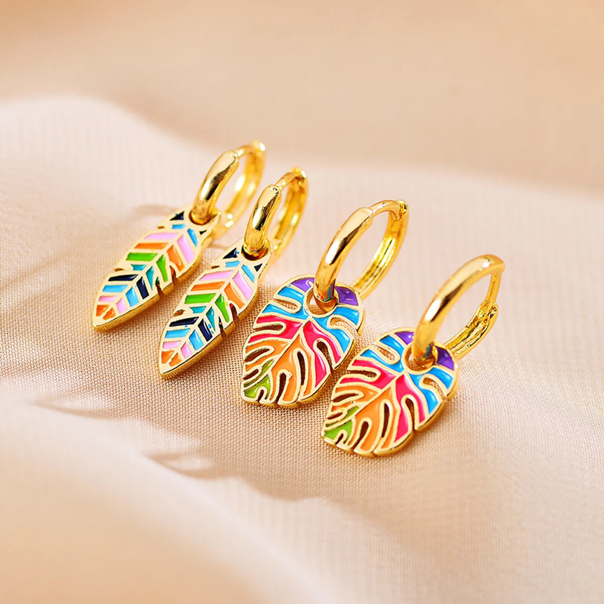 1 Pair Lady Tree Plating Copper Gold Plated Earrings