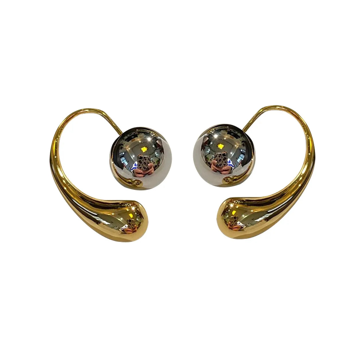 1 Pair Lady Water Droplets Plating Copper Ear Studs