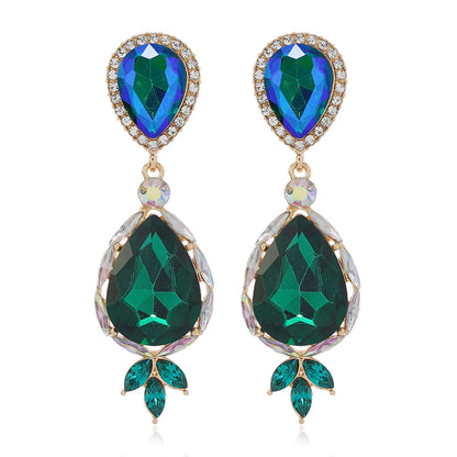 1 Pair Lady Water Droplets Plating Inlay Alloy Rhinestones Gold Plated Drop Earrings