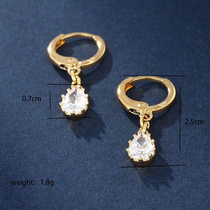 1 Pair Lady Xuping Simple Style Geometric Plating Inlay Copper Alloy Artificial Gemstones 18k Gold Plated 24k Gold Plated White Gold Plated Drop Earrings