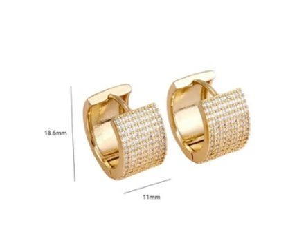 1 Pair Luxurious C Shape Plating Copper Zircon 18k Gold Plated Earrings