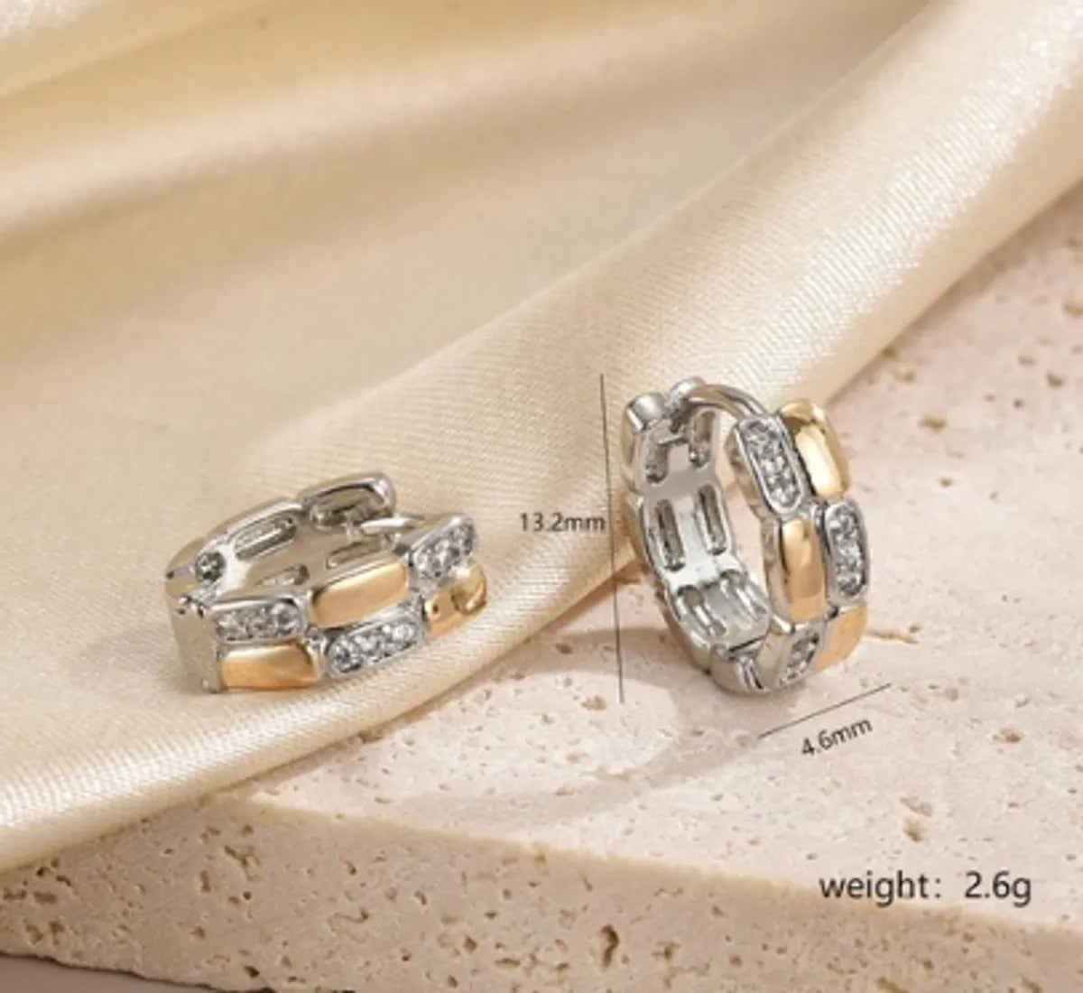 1 Pair Luxurious C Shape Plating Inlay Copper Zircon 18k Gold Plated Earrings