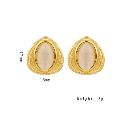 1 Pair Luxurious Classic Style Irregular Quadrilateral Plating Inlay 304 Stainless Steel Artificial Pearls 18K Gold Plated Ear Studs