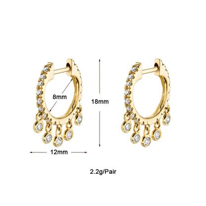 1 Pair Luxurious Classic Style Pentagram Circle Plating Inlay Copper Zircon 18k Gold Plated Earrings