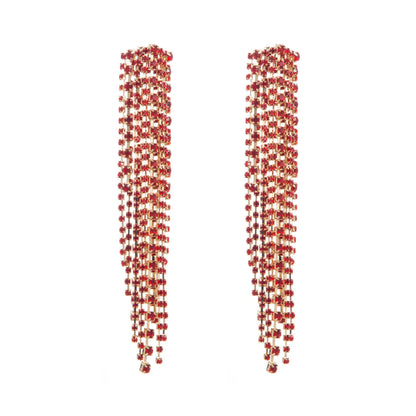 1 Pair Luxurious Fashion Classic Style Tassel Alloy Tassel Inlay Rhinestones Gold Plated Silver Plated Women's Drop Earrings