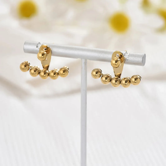 1 Pair Luxurious French Style Round Polishing Plating Stainless Steel 14k Gold Plated Ear Studs