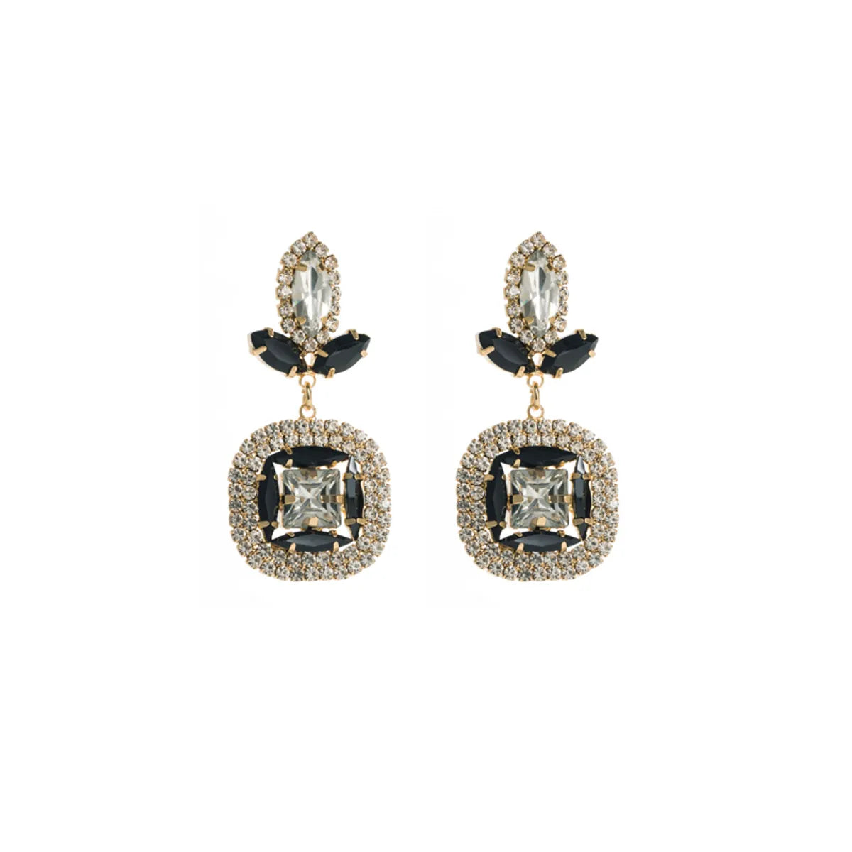 1 Pair Luxurious Geometric Alloy Inlay Rhinestones Glass Chandelier Earrings Drop Earrings