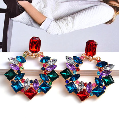 1 Pair Luxurious Geometric Plating Inlay Alloy Rhinestones Drop Earrings