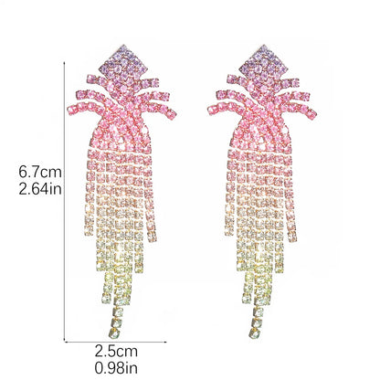 1 Pair Luxurious Geometric Plating Inlay Alloy Rhinestones Drop Earrings