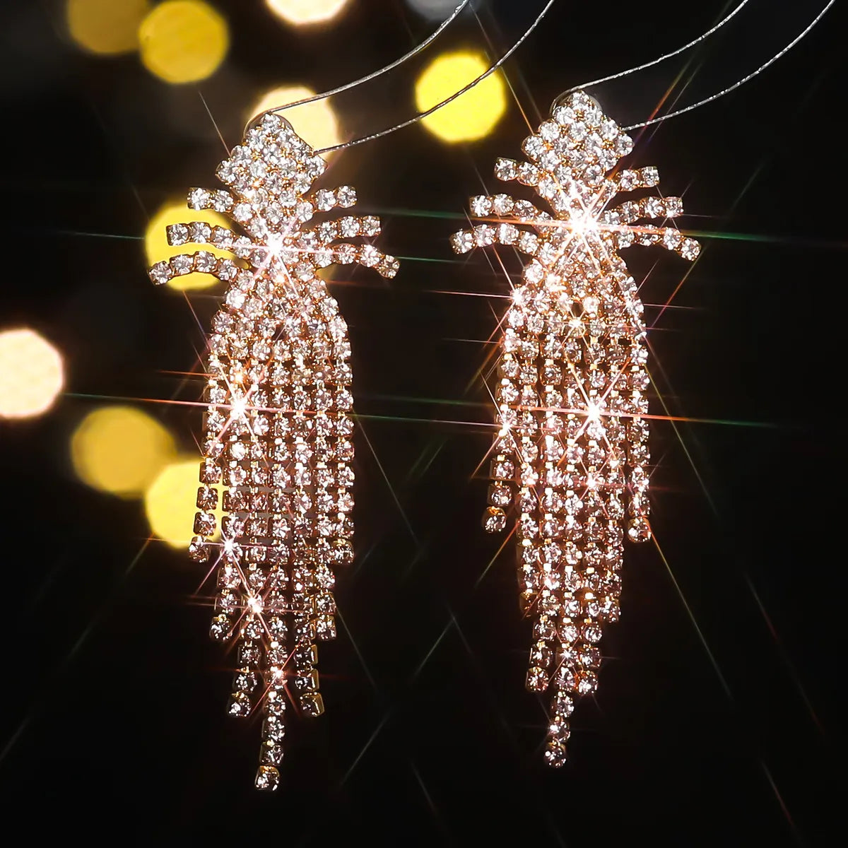 1 Pair Luxurious Geometric Plating Inlay Alloy Rhinestones Drop Earrings