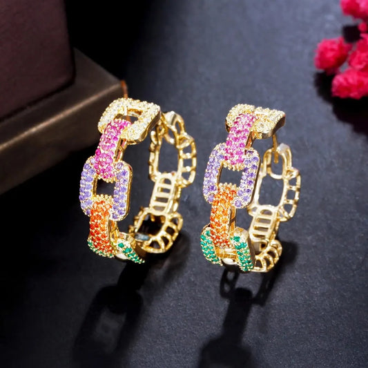 1 Pair Luxurious Geometric Plating Inlay Copper Zircon Earrings