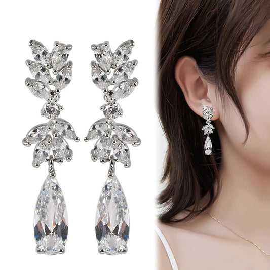 1 Pair Luxurious Geometric Water Droplets Plating Inlay Copper Zircon Drop Earrings