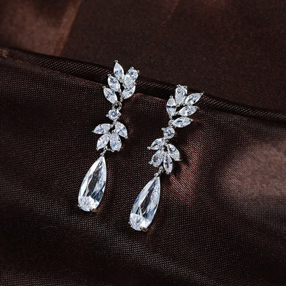 1 Pair Luxurious Geometric Water Droplets Plating Inlay Copper Zircon Drop Earrings