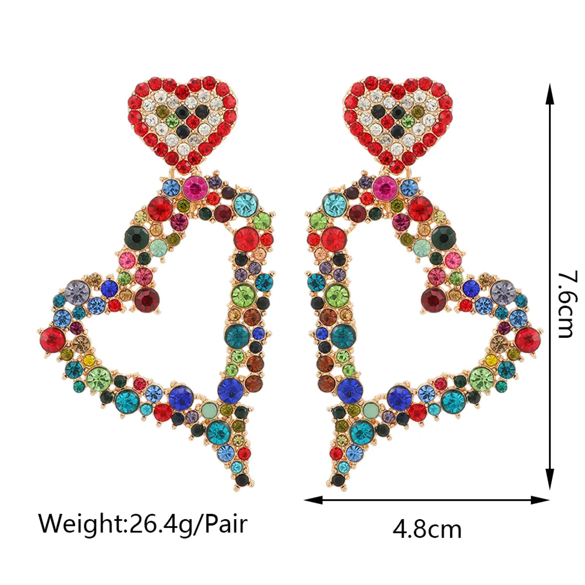 1 Pair Luxurious Heart Shape Inlay Zinc Alloy Rhinestones Dangling Earrings