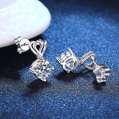 1 Pair Luxurious Heart Shape Plating Inlay Sterling Silver Zircon White Gold Plated Drop Earrings