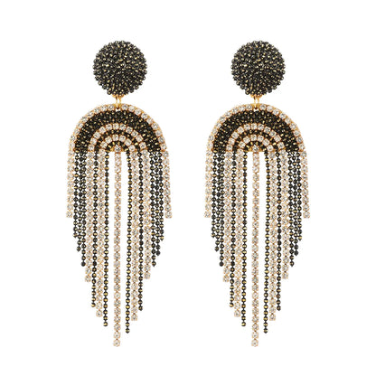 1 Pair Luxurious Lady Shiny Geometric Plating Inlay Zinc Alloy Rhinestones Dangling Earrings