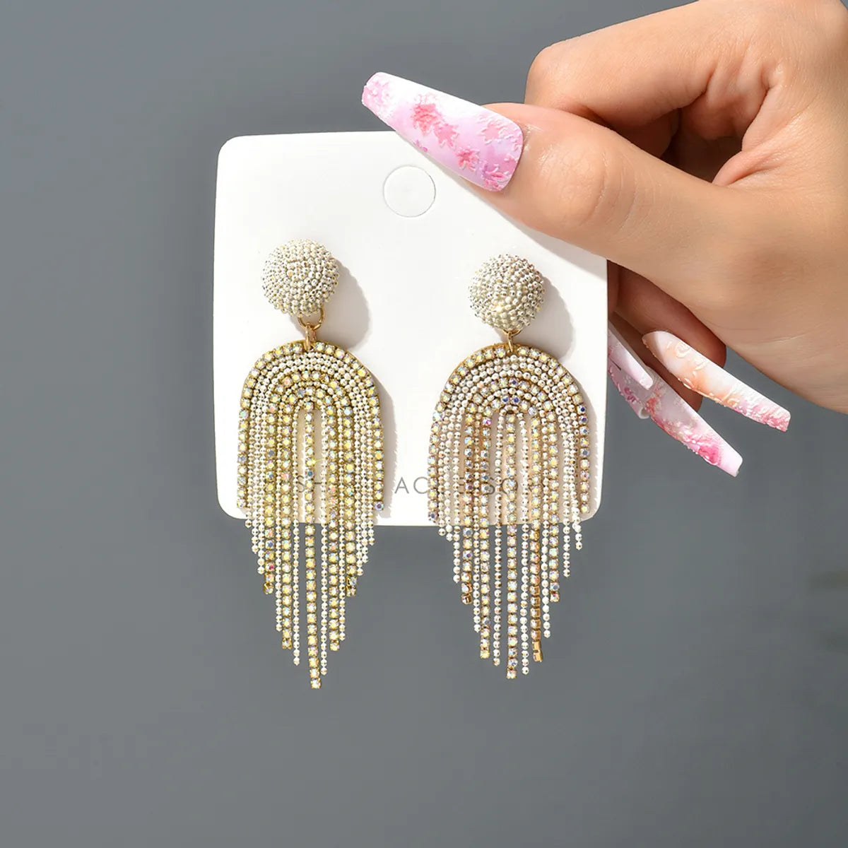 1 Pair Luxurious Lady Shiny Geometric Plating Inlay Zinc Alloy Rhinestones Dangling Earrings