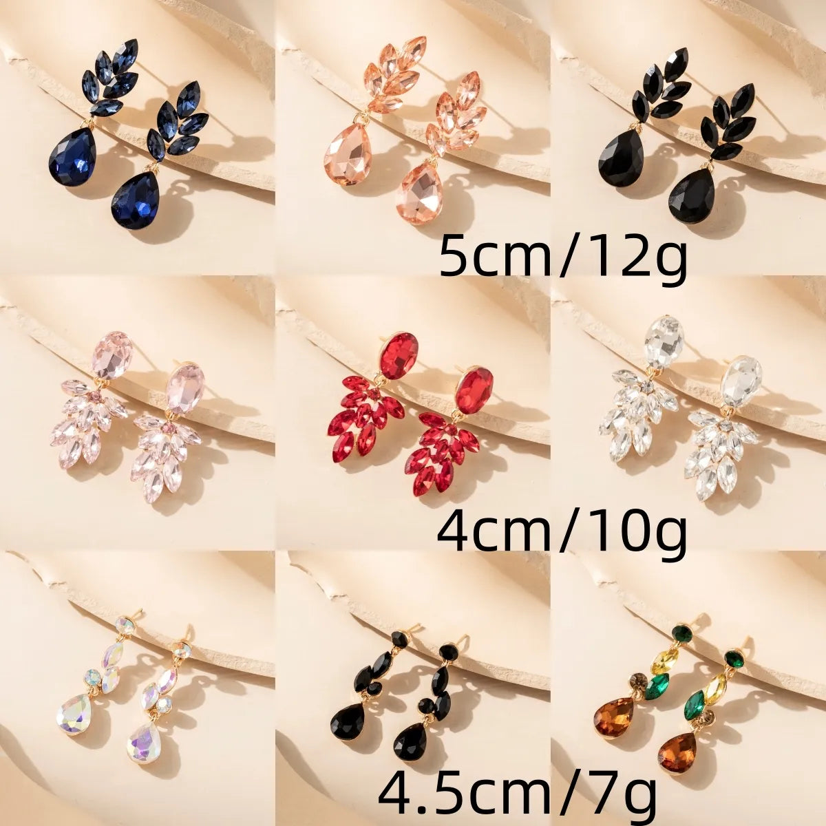 1 Pair Luxurious Leaves Water Droplets Plating Inlay Alloy Rhinestones Glass Drop Earrings