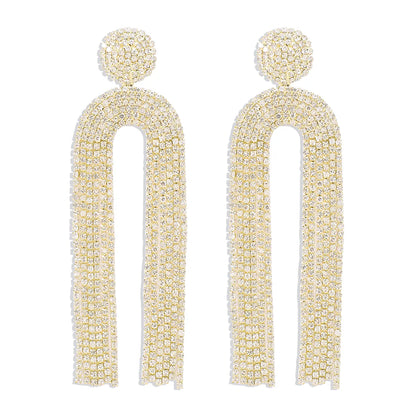 1 Pair Luxurious Modern Style Simple Style Tassel Rhinestone Drop Earrings