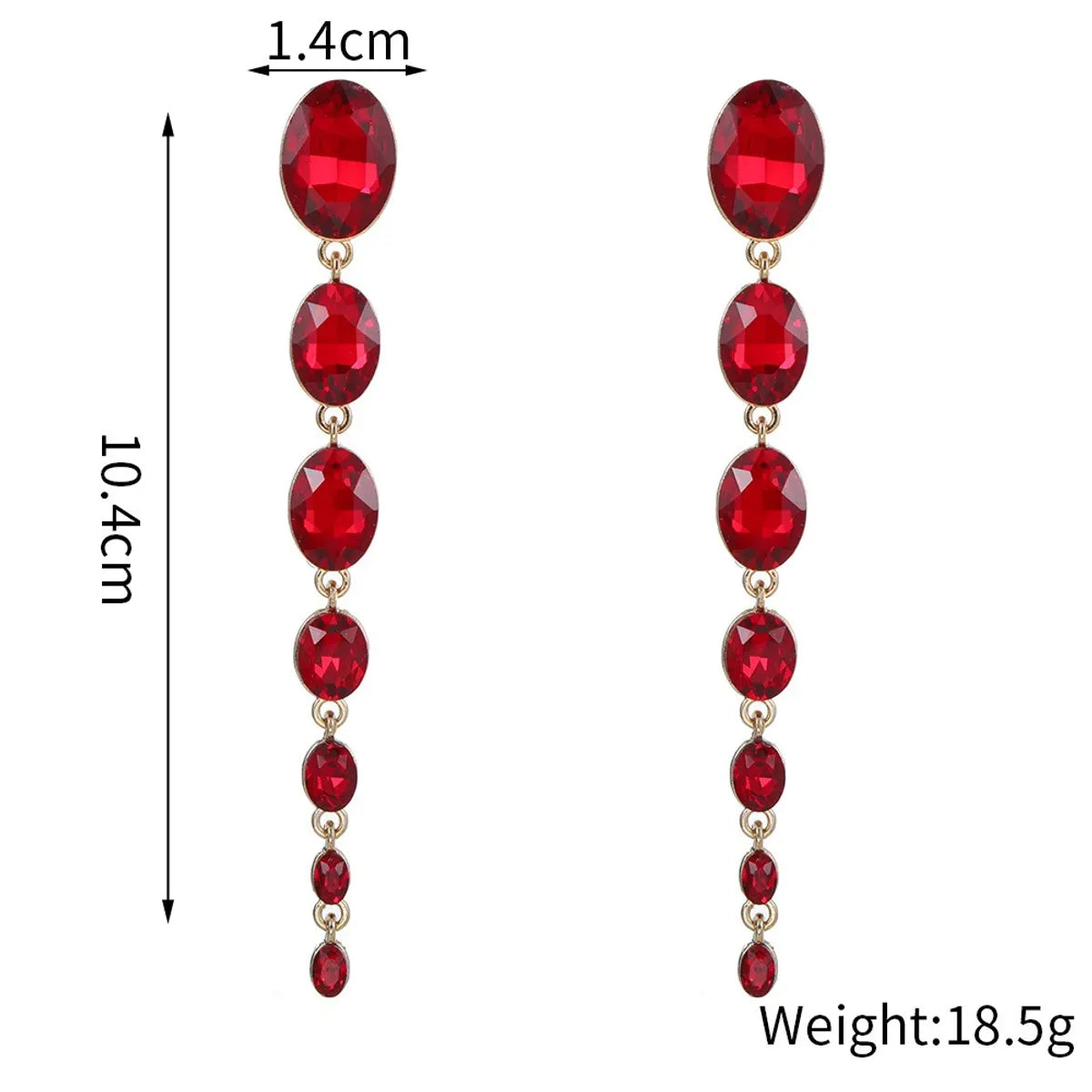 1 Pair Luxurious Oval Tassel Plating Alloy Glass Gold Plated Drop Earrings