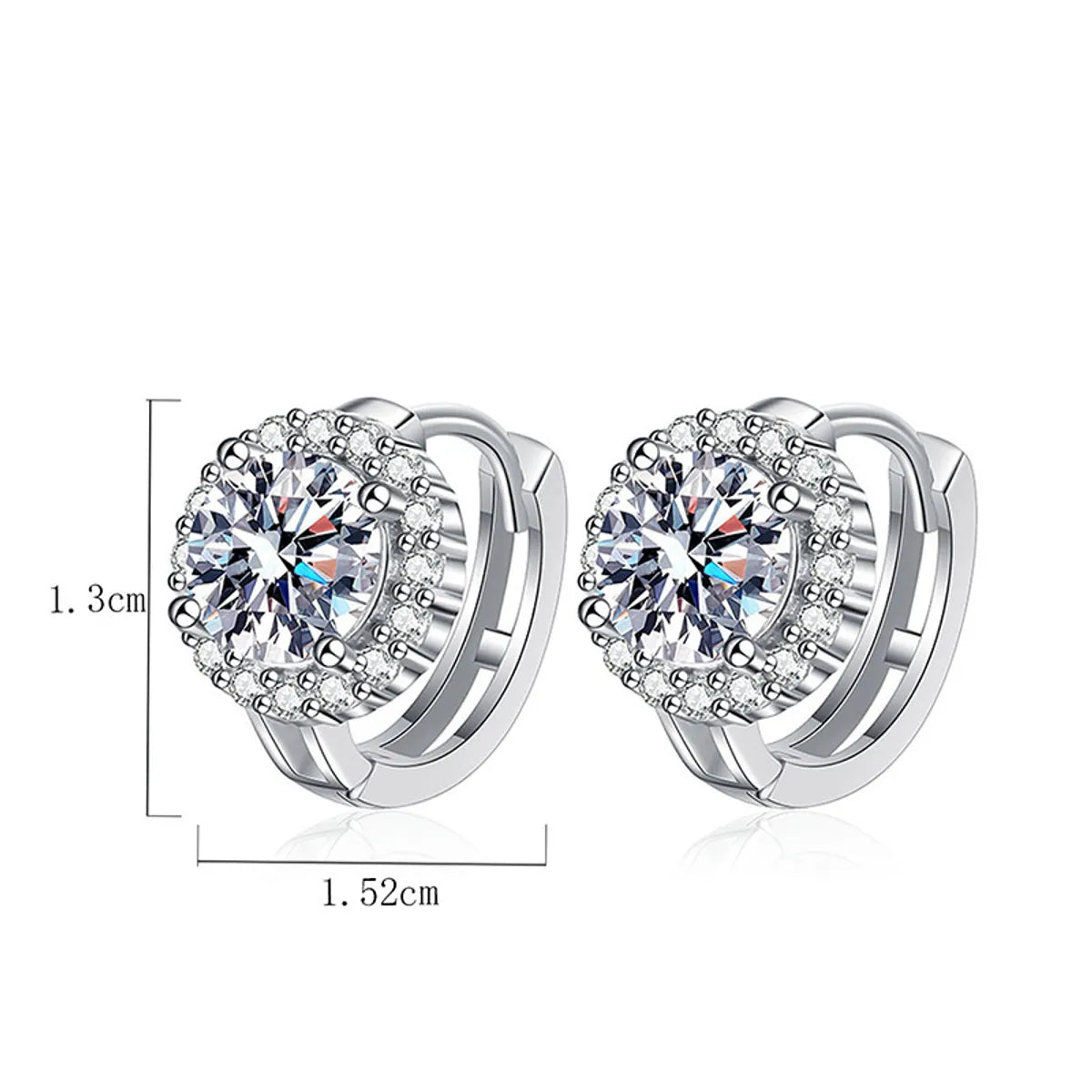 1 Pair Luxurious Round Plating Inlay Sterling Silver Zircon White Gold Plated Earrings