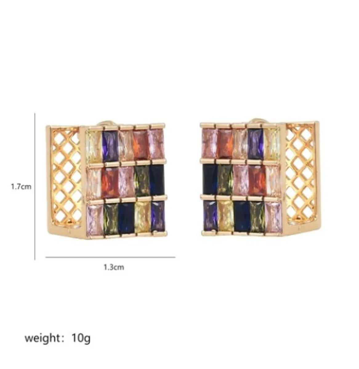 1 Pair Luxurious Shiny Circle Square Plating Inlay Copper Zircon 18k Gold Plated Earrings