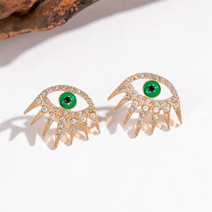 1 Pair Luxurious Shiny Devil'S Eye Inlay Alloy Zircon Ear Studs