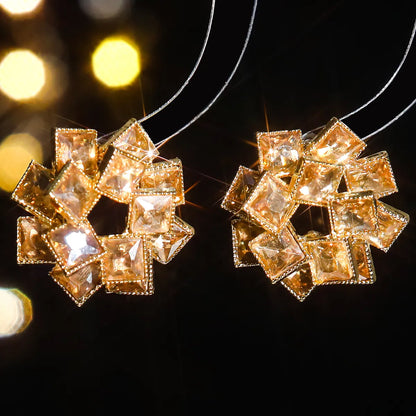 1 Pair Luxurious Shiny Geometric Plating Inlay Alloy Rhinestones Zircon Ear Studs