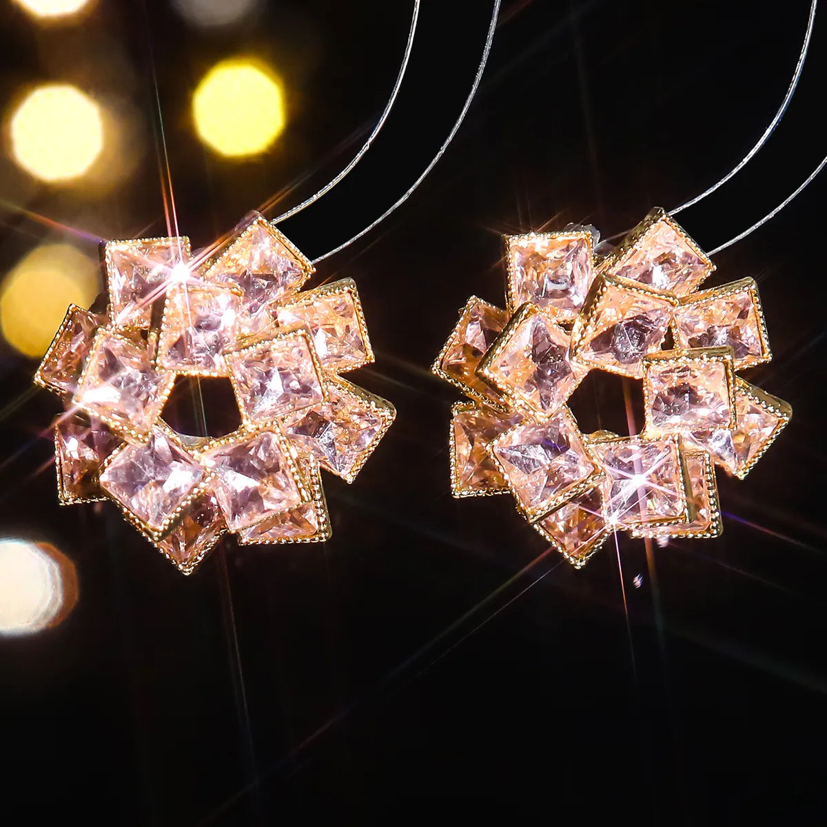 1 Pair Luxurious Shiny Geometric Plating Inlay Alloy Rhinestones Zircon Ear Studs