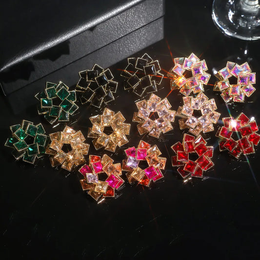 1 Pair Luxurious Shiny Geometric Plating Inlay Alloy Rhinestones Zircon Ear Studs