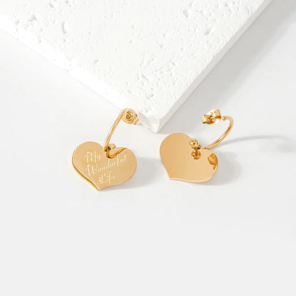 1 Pair Luxurious Shiny Heart Shape Plating 304 Stainless Steel 18K Gold Plated Drop Earrings