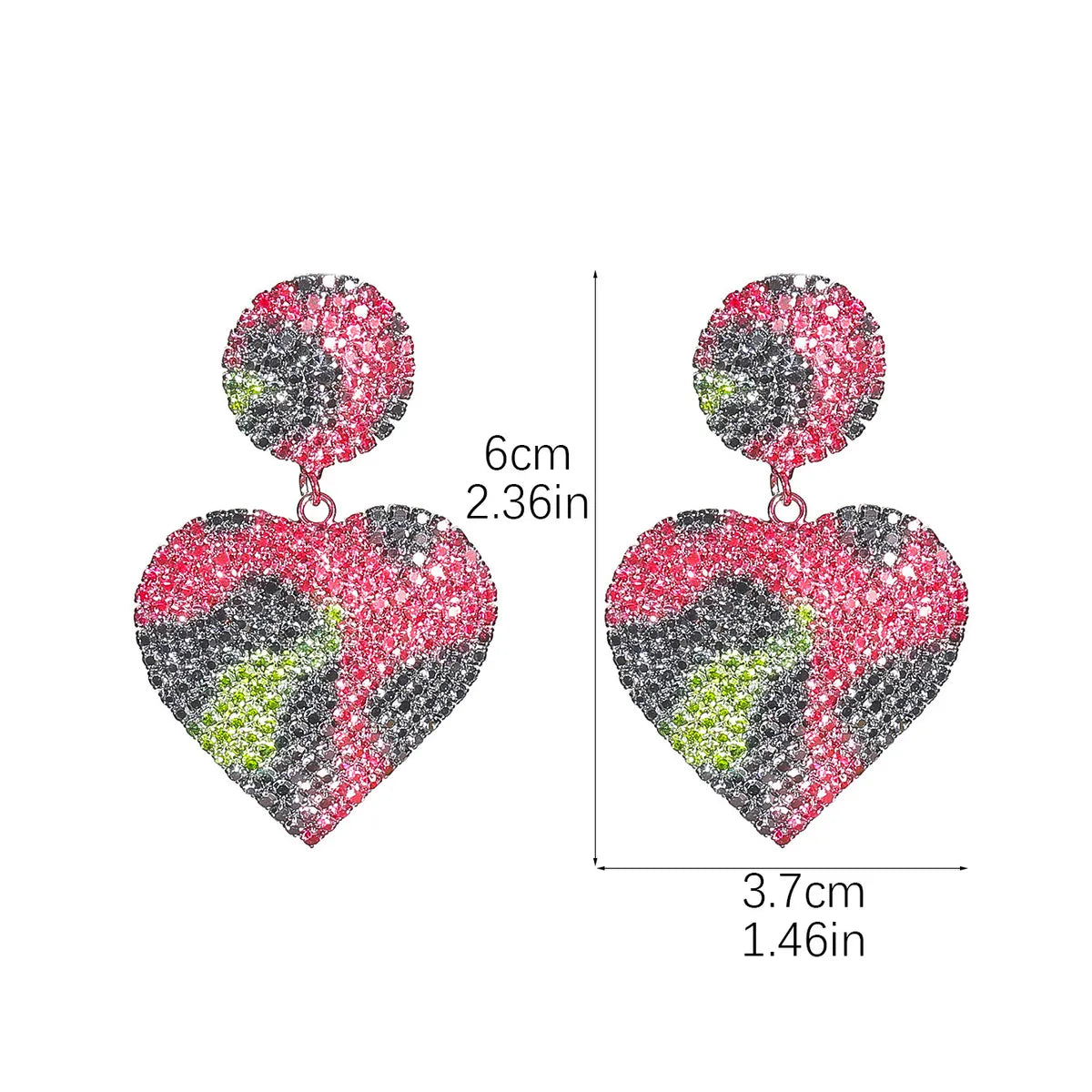 1 Pair Luxurious Shiny Heart Shape Plating Inlay Alloy Rhinestones Drop Earrings