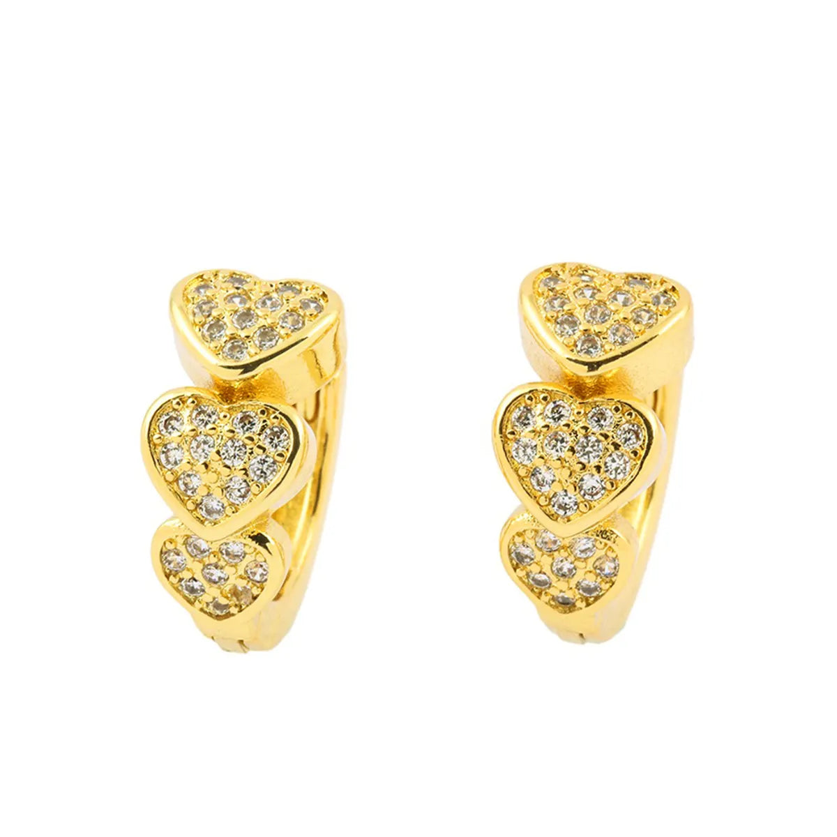 1 Pair Luxurious Shiny Heart Shape Plating Inlay Copper Zircon 18k Gold Plated Hoop Earrings