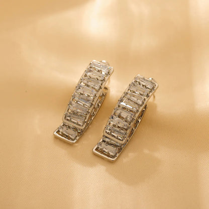 1 Pair Luxurious Shiny Solid Color Plating Inlay Titanium Steel Zircon 18K Gold Plated Earrings