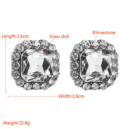 1 Pair Luxurious Shiny Square Plating Inlay Alloy Rhinestones Glass Ear Studs