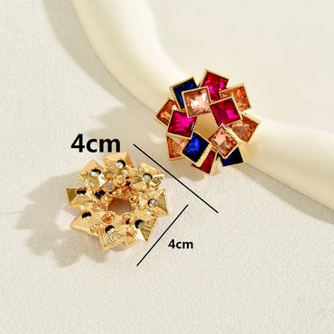 1 Pair Luxurious Shiny Square Plating Inlay Alloy Rhinestones Glass Stone Zircon 18k Gold Plated Ear Studs