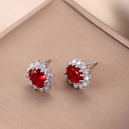 1 Pair Luxurious Shiny SUNFLOWER (Jz001) Inlay Copper Zircon Ear Studs