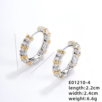 1 Pair Luxurious Simple Style Color Block Inlay Copper Zircon Earrings